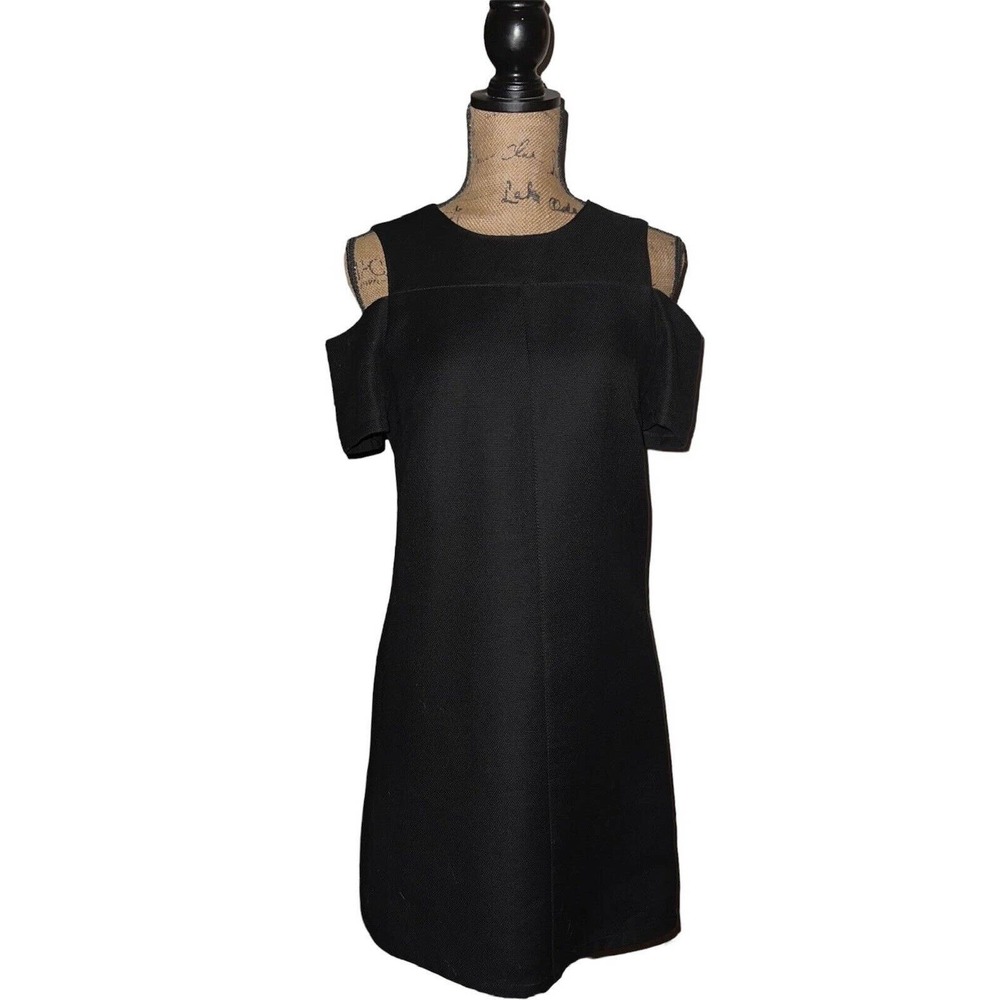 TOPSHOP DRESS COLD SHOULDER COTTON ALINE BLACK 6